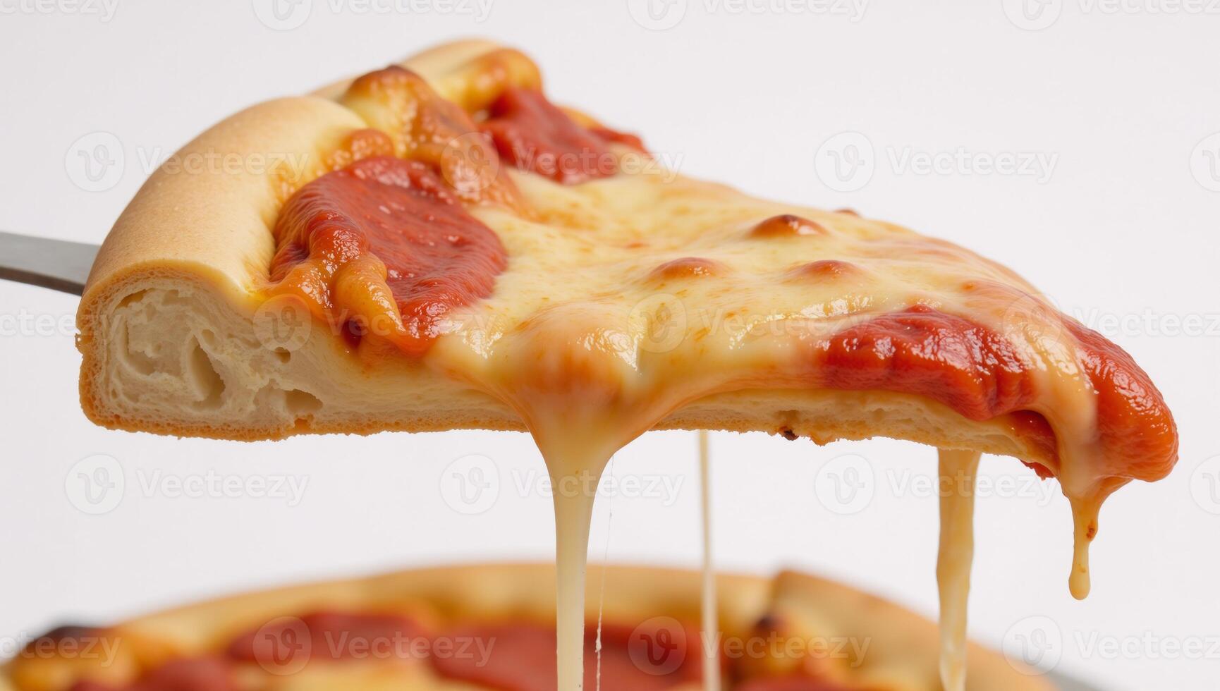 Cheesedripping pizza slice with a bite taken out photo