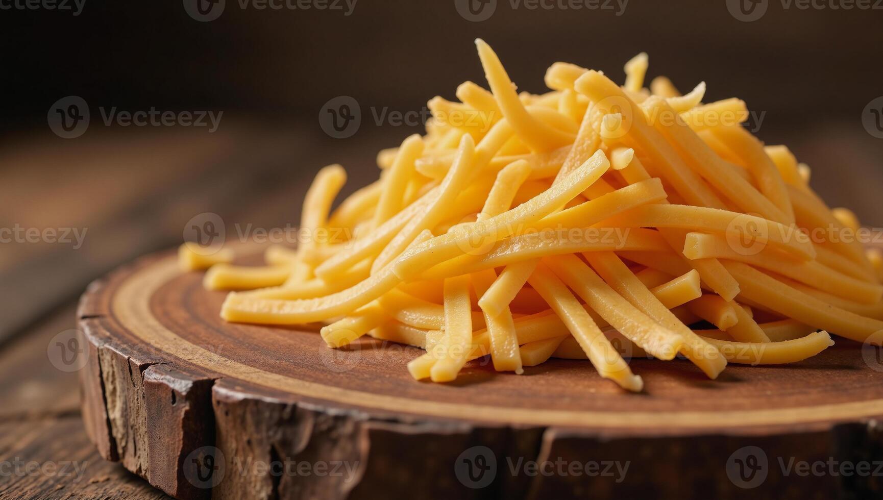 Rustic cheese display with copy space beneath ideal for adding text above shredded sharp cheddar photo