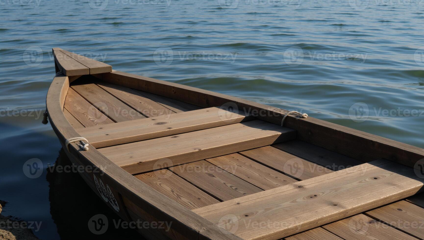 Rustic wooden raft set for tranquil waterway exploration photo