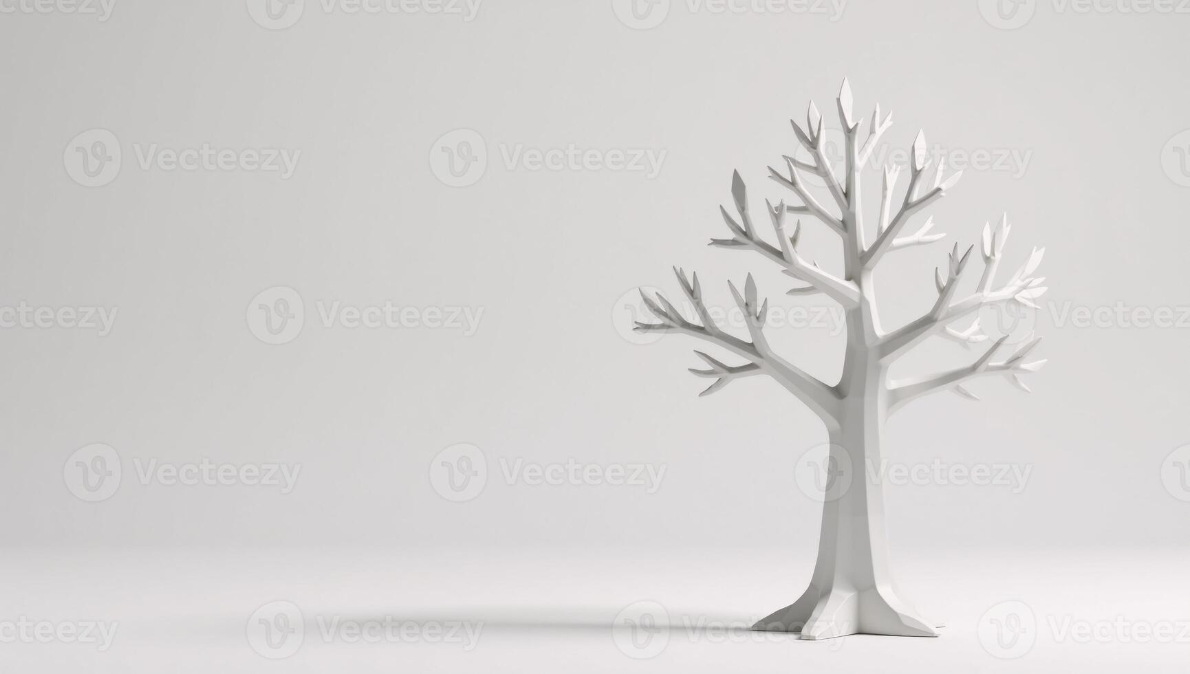 Isolated abstract lowpoly tree on plain white backdrop photo