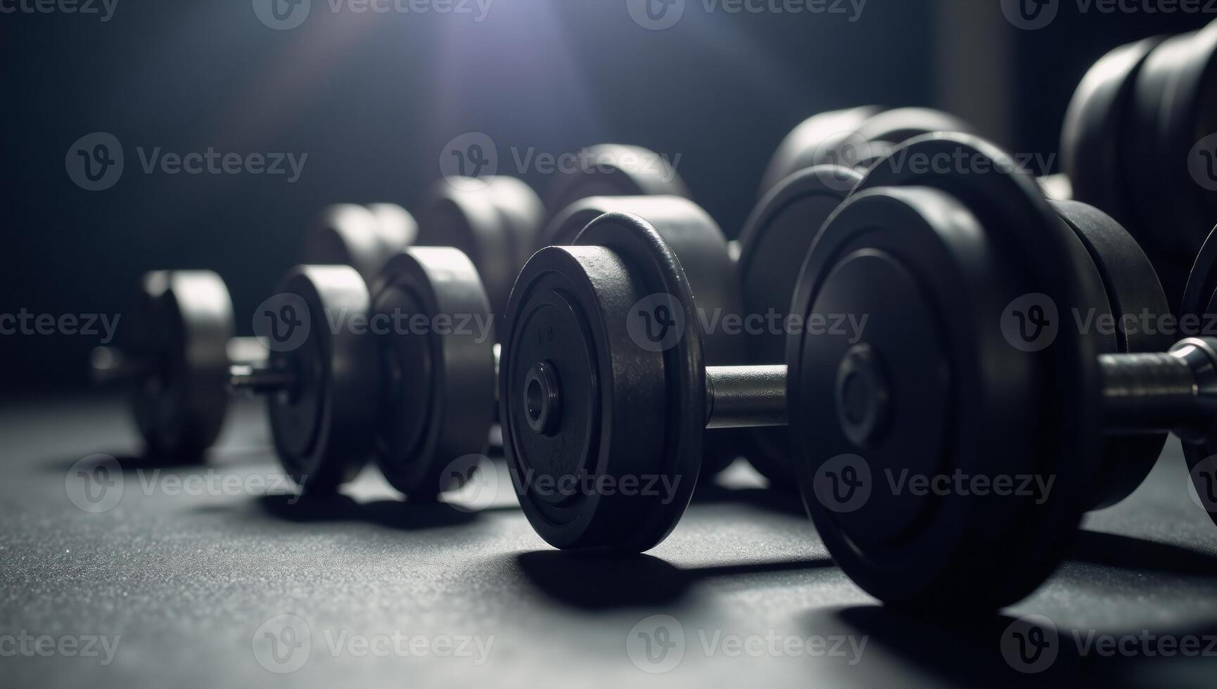 Artistic Rim Lightning Highlights Fitness Dumbbells Ready for Text photo