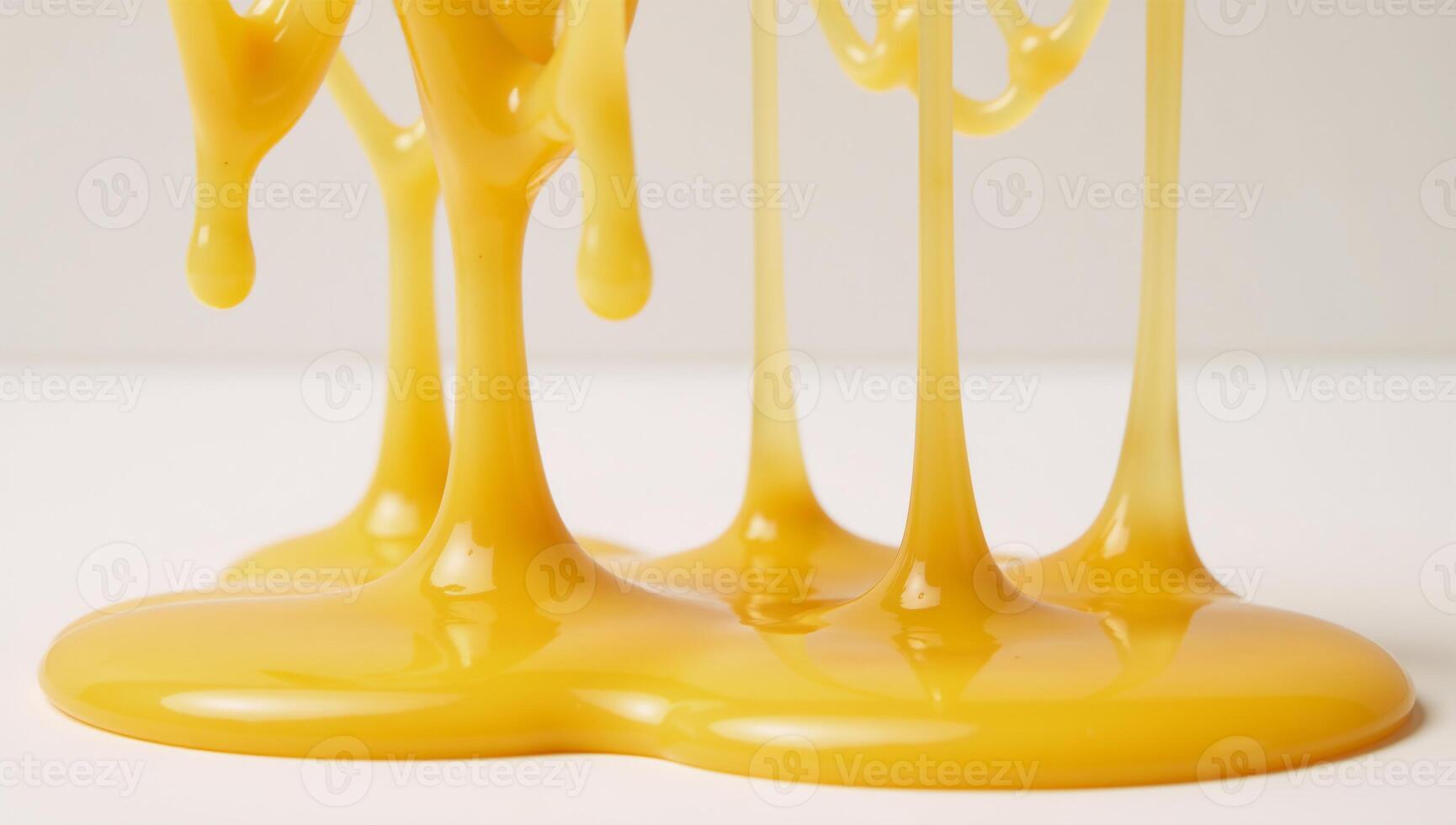 Molten cheddar creates an isolated form through dripping and splattering photo