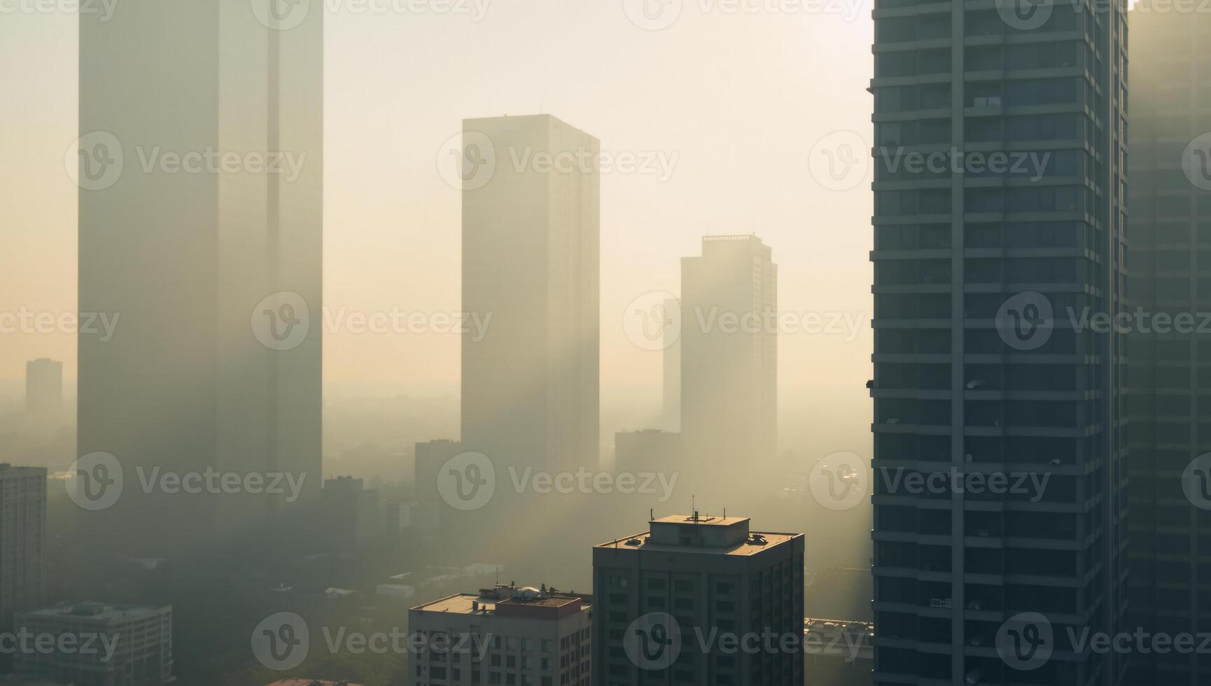 Morning cityscape with polluted skies photo