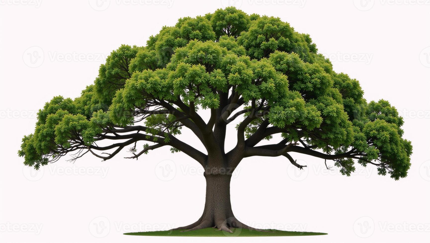 Handdrawn oak tree isolated against a white backdrop photo