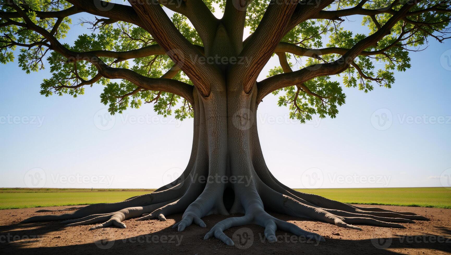 Large tree with prominent root system photo