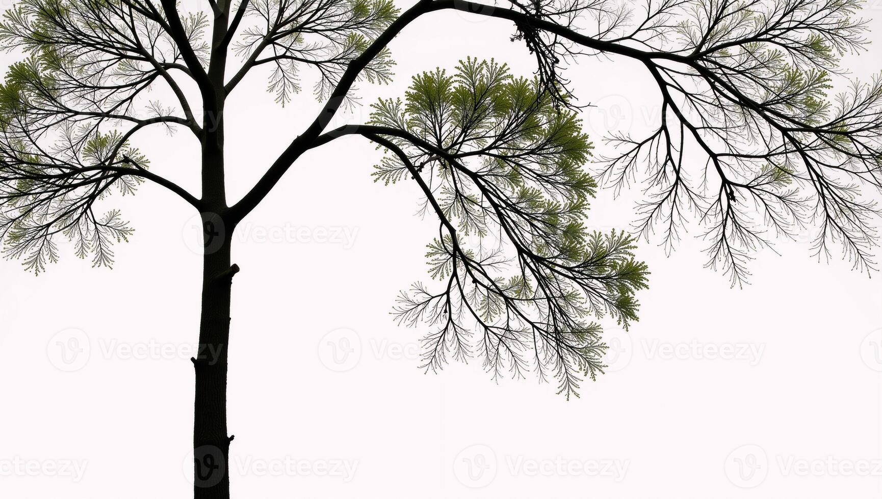 A solitary tree depicted against a stark white backdrop photo