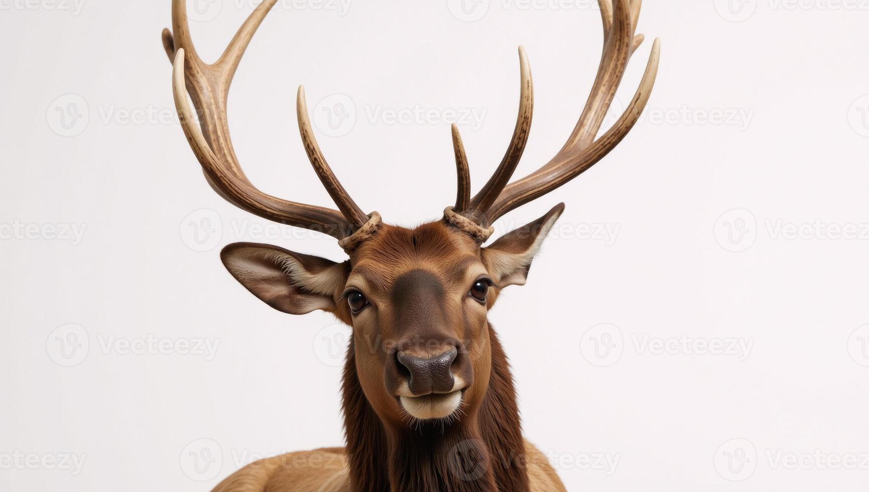 Watercolorstyle elk portrait against a white backdrop photo