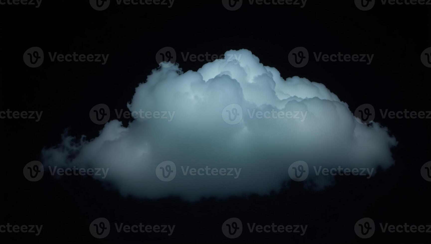 A serene scene features a small pastelblue clouded sky against a backdrop of dark nature at twilight photo