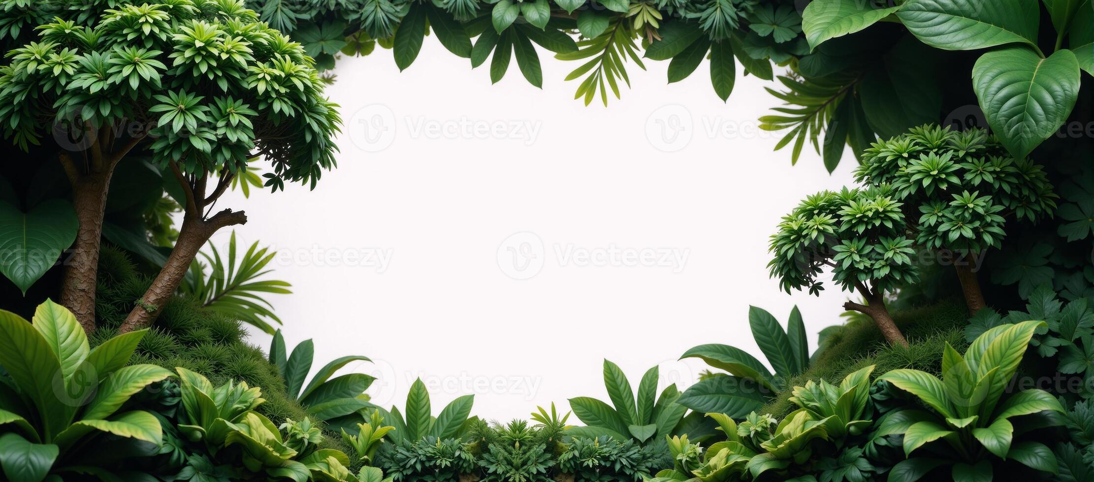 A 3Drendered image featuring intricate cutout jungle greenery as a backdrop photo