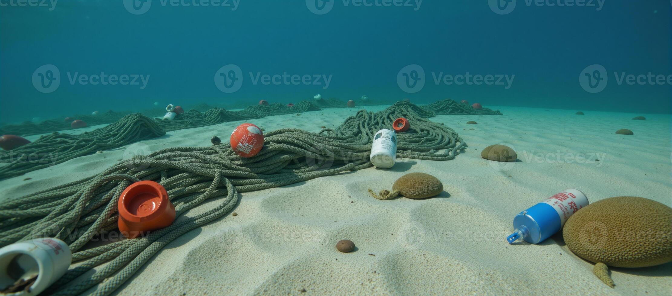 Underwater plastic pollution highlights ecological concerns calling for recycling and ocean conservation efforts photo