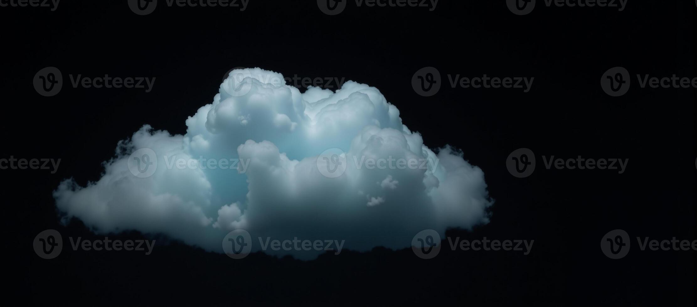 A serene scene features a small pastelblue clouded sky against a backdrop of dark nature at twilight photo