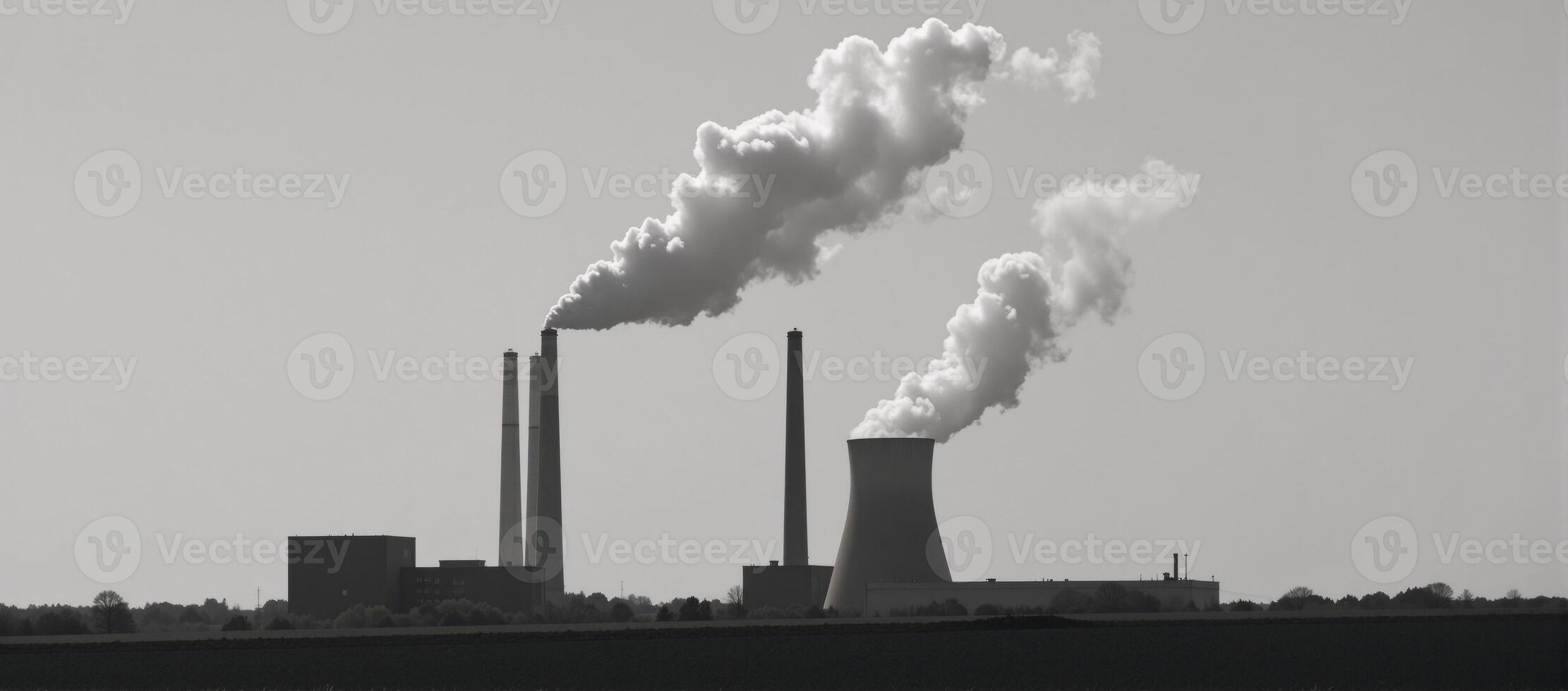 Smokestack emissions clouding air with pollutants photo