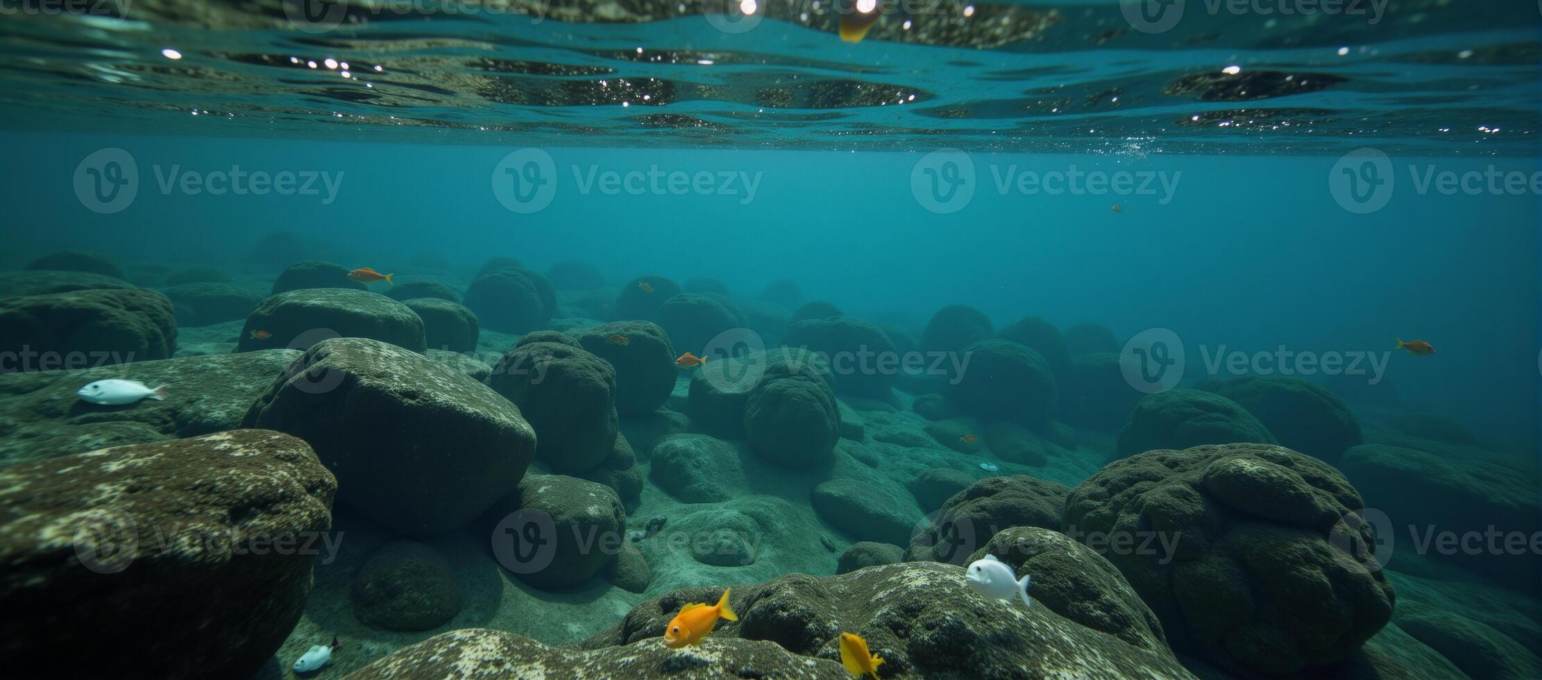 Underwater scene reveals marine wildlife threatened by pollution showcasing urgent need for environmental conservation photo