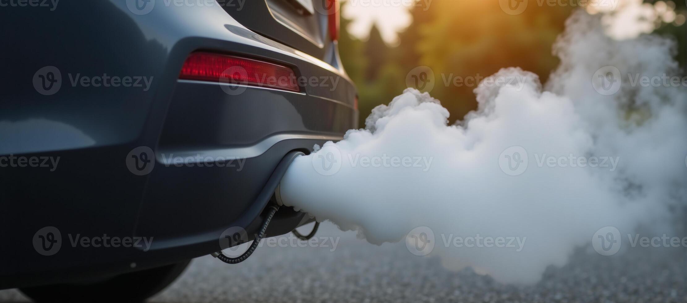 Closeup image highlighting cars exhaust emissions and environmentalhealth impacts photo