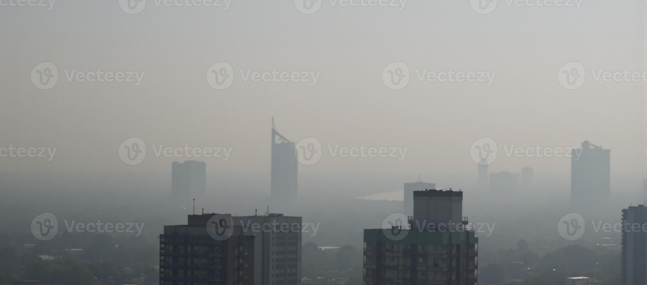 Fogshrouded urban landscape photo