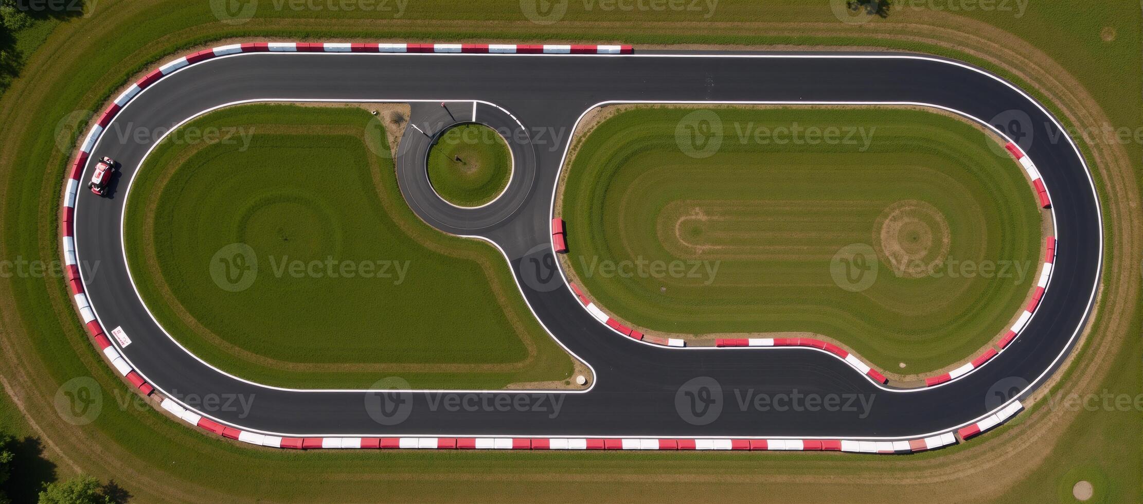 Aerial topview image shows racetrack layout with asphalt curves street circuits photo