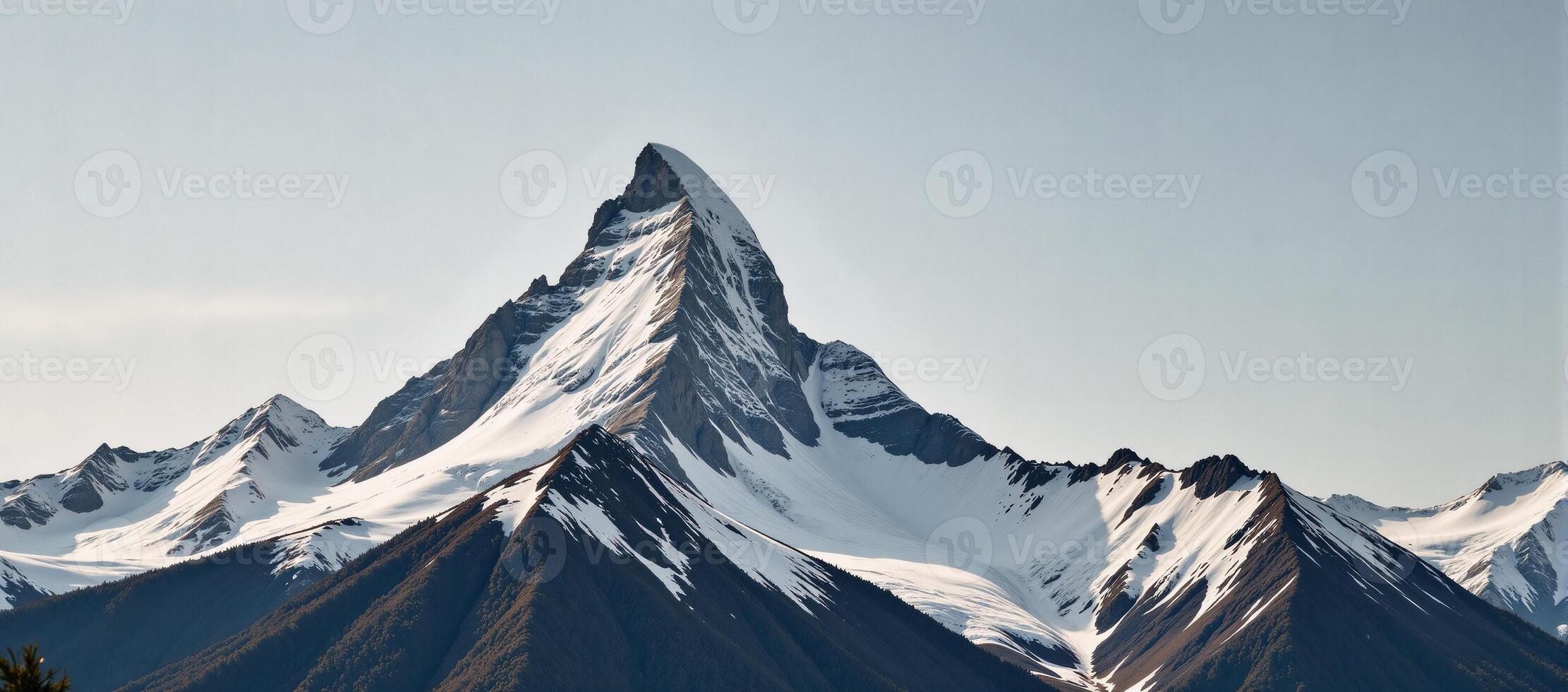 Watercolor brushstyle abstract mountain art featuring minimal landscape elements with golden line accents design photo