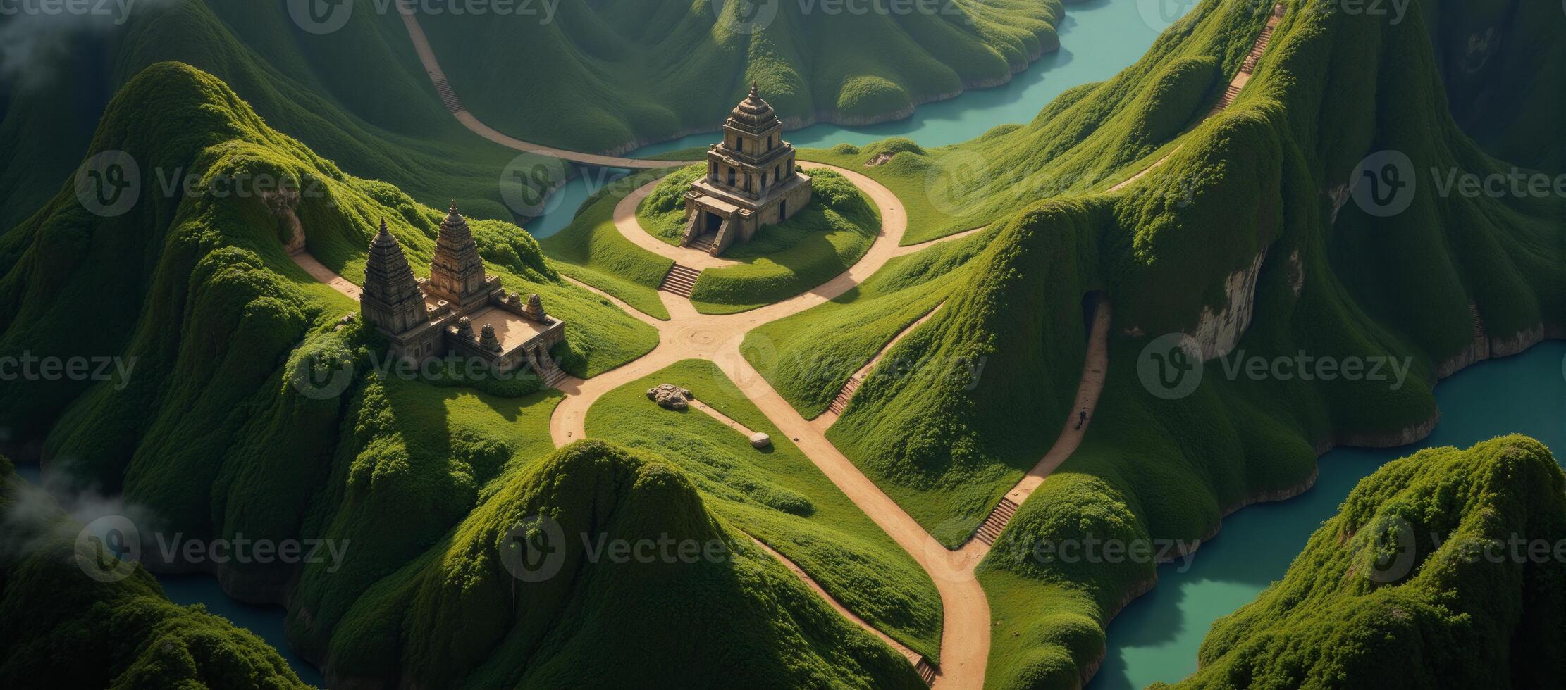 A map reveals an ancient jungle full of crumbling ruins winding rivers and concealed temples photo