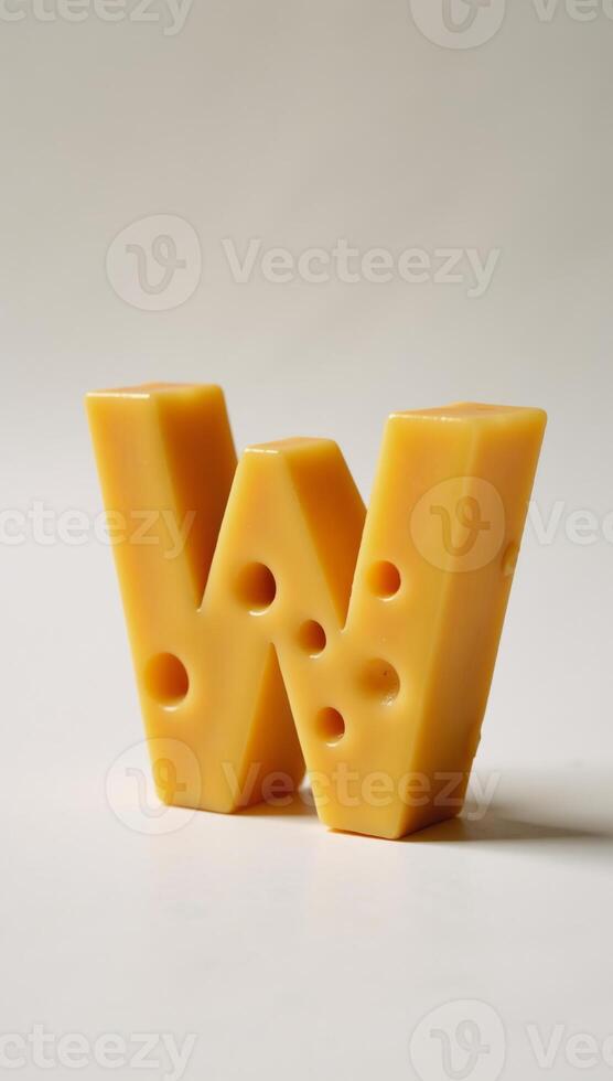 Group of Wshaped cheese letters on white backdrop Cheese Font Theme Yellow Cheese photo