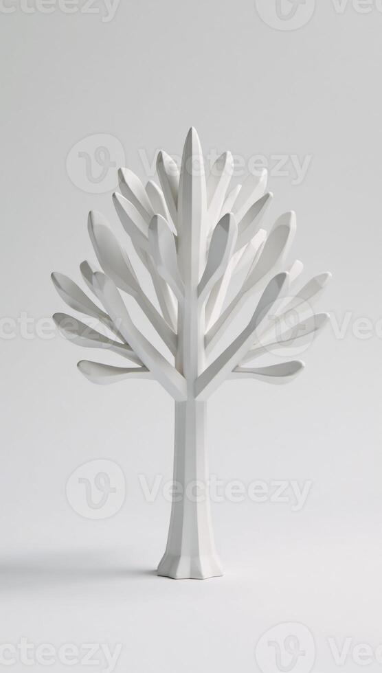 Isolated abstract lowpoly tree on plain white backdrop photo