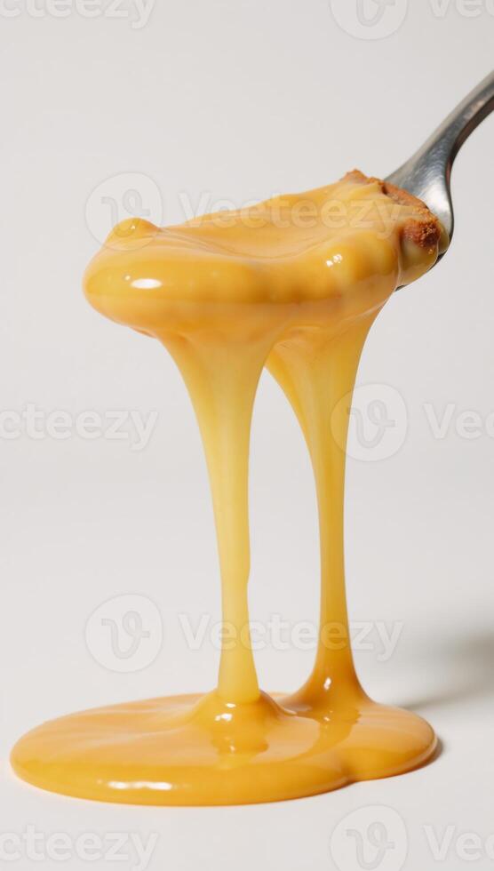 Isolated cheese slice illustration showcasing melted cheese with fluid drips photo