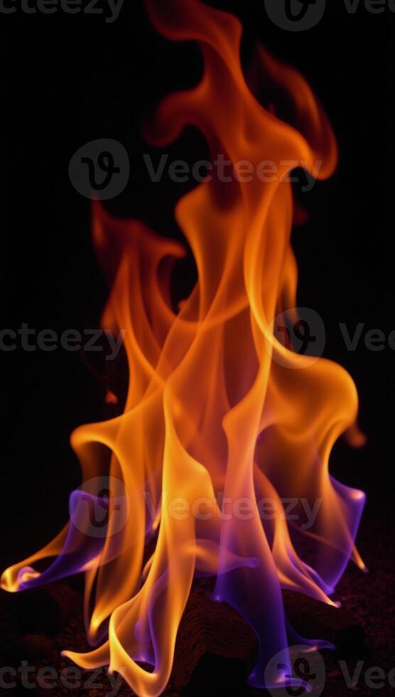 Purpleorange flamed colorful fire photo