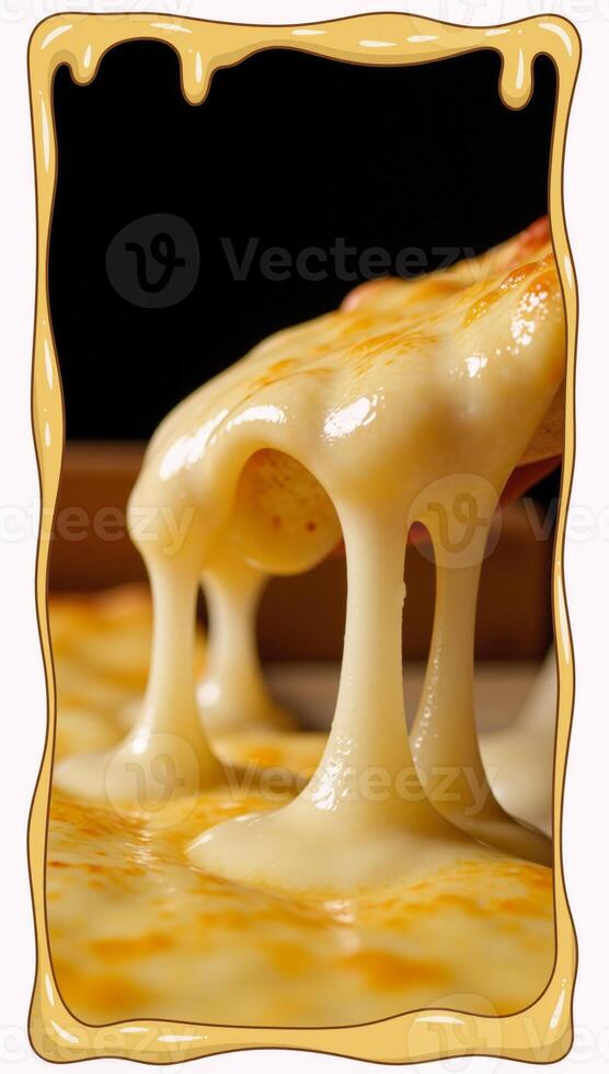Meltedcheese frame adds charm to pizzassandwichespasta Cartoon border with mellow cheesy droops Charming Cheese Frames Border Set photo