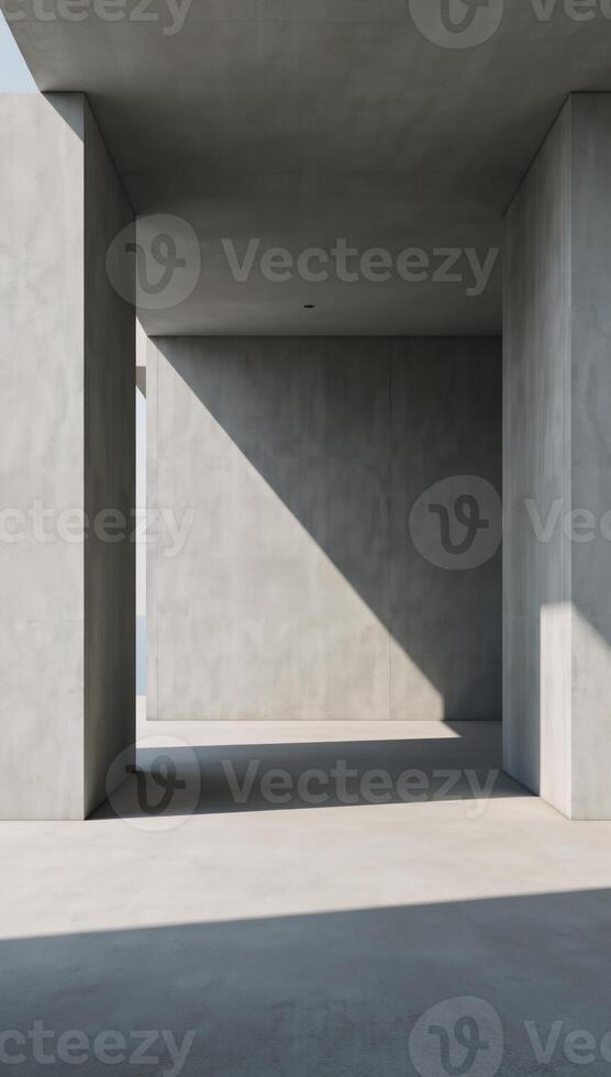 A minimalist abstract modern concrete interior depicted as a detailed 3D render photo
