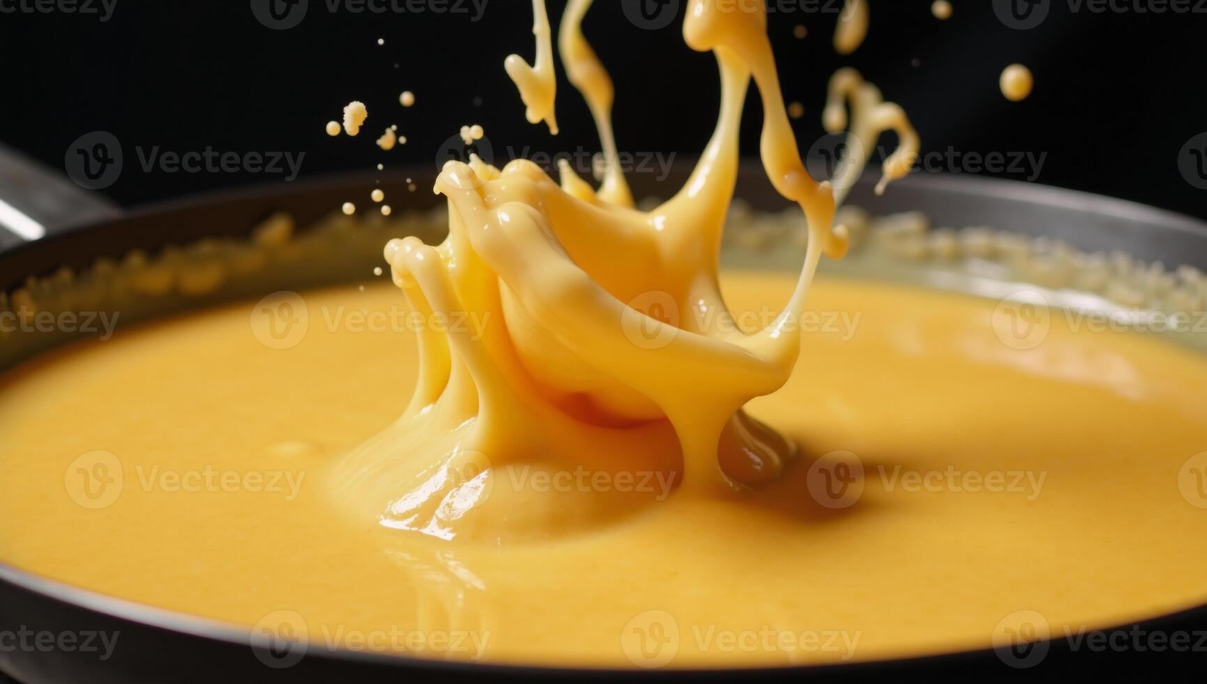 Cheese splatters midair in a cheesy delight photo