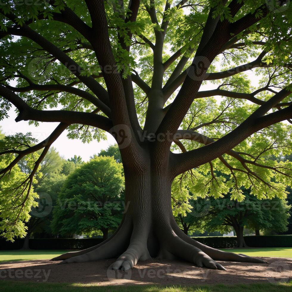 a powerful tree with deep roots and widereaching branches symbolizing growth strength and stability photo