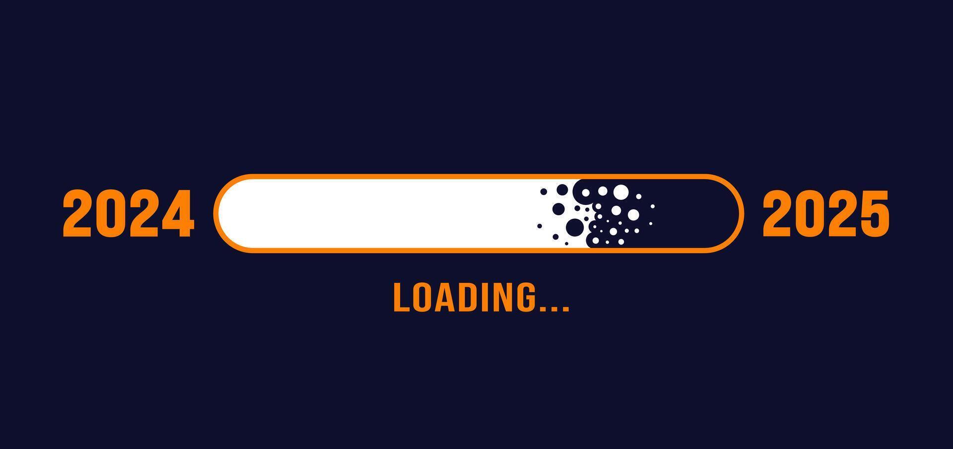 2025 progress loading bar background or banner design template. Happy new year wish loading bar banner design. greeting and new year 2025 celebration banner with loading bar and text design. vector