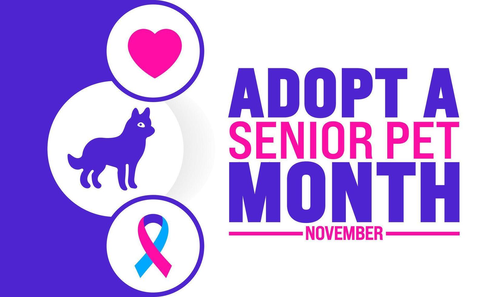 adopt a senior pet month background or banner design template vector
