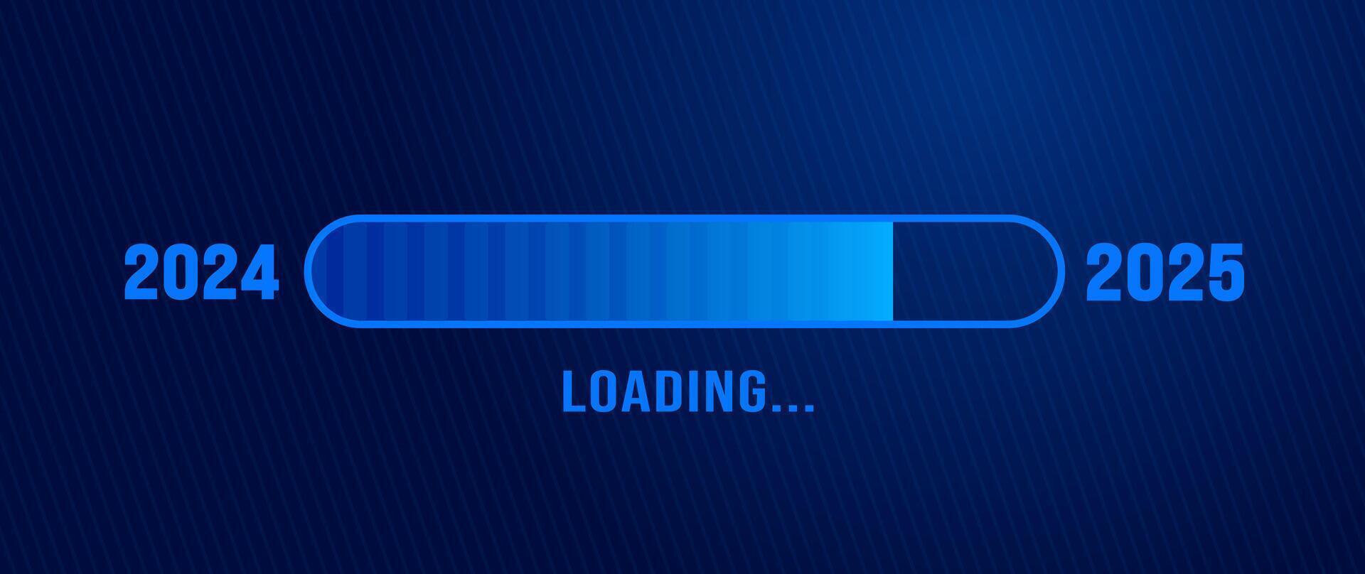 2025 progress loading bar corporate business technology blue color background or banner design template. Happy new year wish blue color loading bar banner design. vector