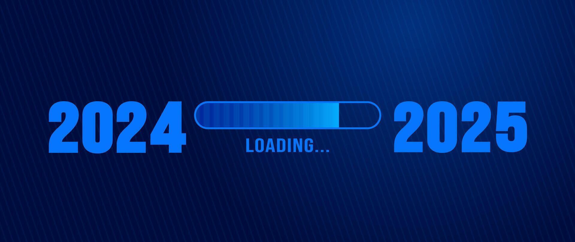 2025 progress loading bar corporate business technology blue color background or banner design template. Happy new year wish blue color loading bar banner design. vector