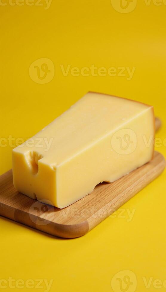 A whimsical illustration showcases texturerich yellow cheese on an ecofriendly background as a naturally sourced dairy product within a fantastical world of digital artistry photo