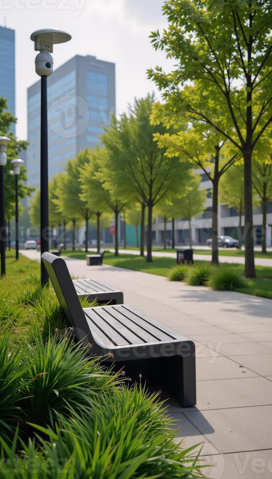Smart City Park equipped with IoT sensors to monitor Air Quality Noise Levels Usage photo