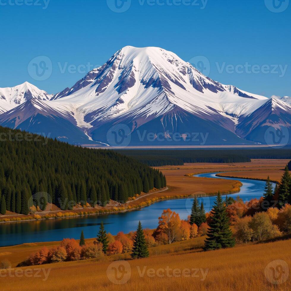 Captivating wallpaper featuring Mount Denali National Parks autumnal river valleys and meadows photo