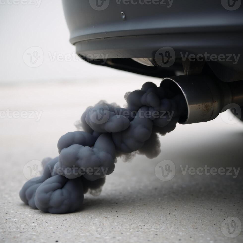 Closeup image highlighting cars exhaust emissions and environmentalhealth impacts photo