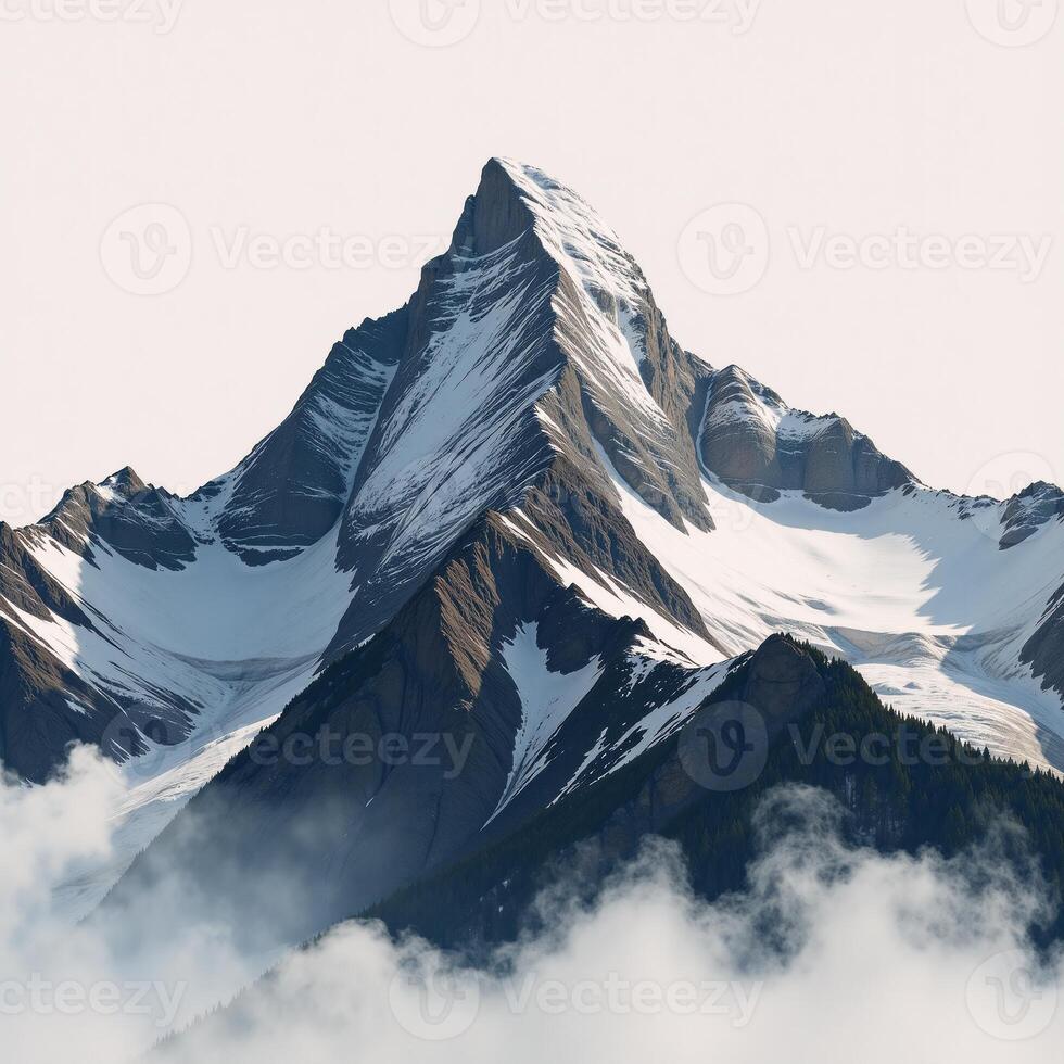 Watercolor brushstyle abstract mountain art featuring minimal landscape elements with golden line accents design photo