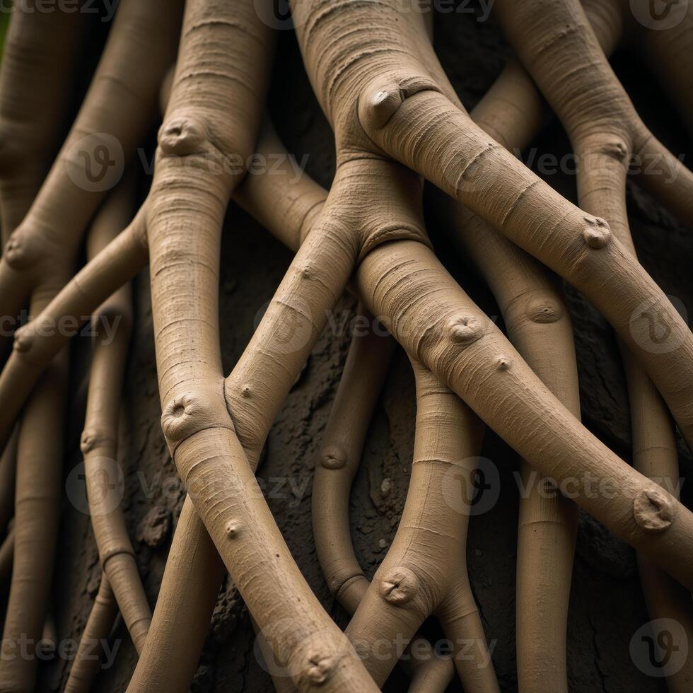 Technologyinspired rendering of a Tree of Life featuring intricate roots photo