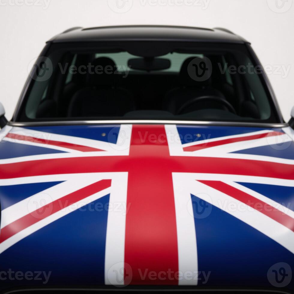 A lone vehicle featuring the iconic Union Jack flag British flag photo