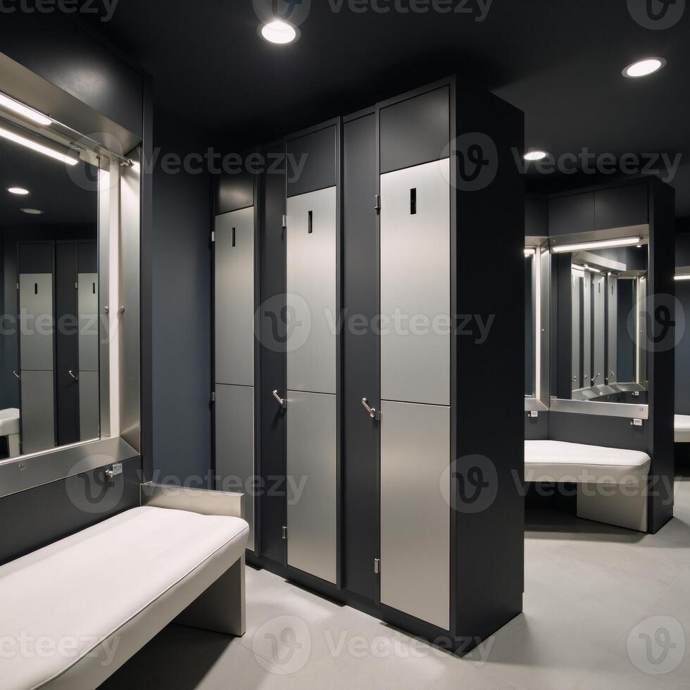 Sleek modern locker room interior within a sports complex with functional design photo