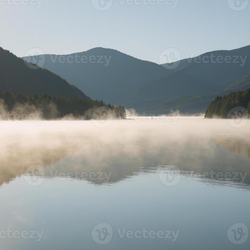 Dawn mist at sunrise photo