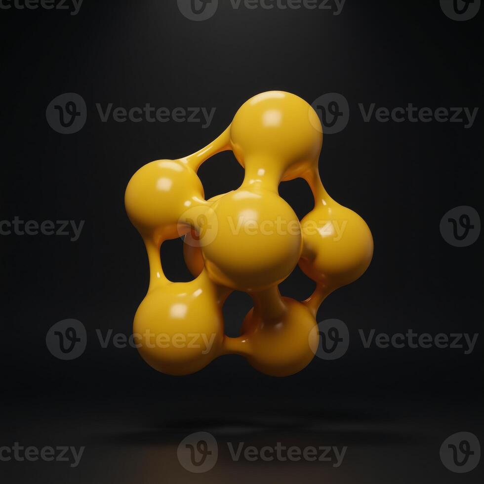 A whimsical scene featuring yellow bubbleshaped letters in a playful 3D render photo