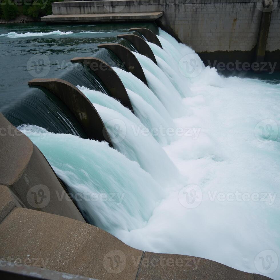 Renewable hydroelectric power from flowing river currents photo