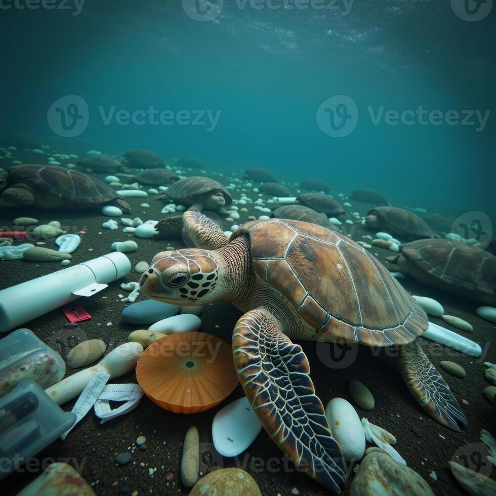 Catastrophic damage to oceans rivers due to plastic pollution photo
