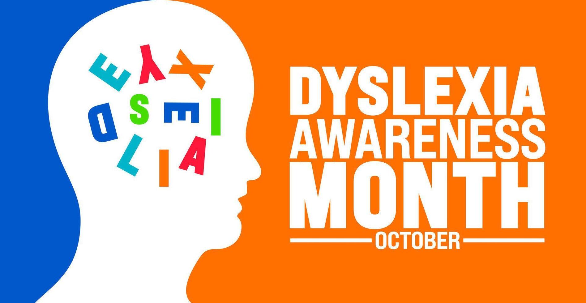 Dyslexia Awareness Month background or banner design template is observed every year in October. Holiday concept. Template for card, poster, placard, template. eps 10 vector
