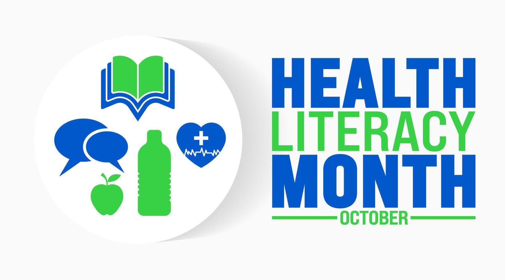 Health Literacy Month background or banner design template is observed every year in October. Holiday concept. Template for card, poster, placard, template. eps 10 vector