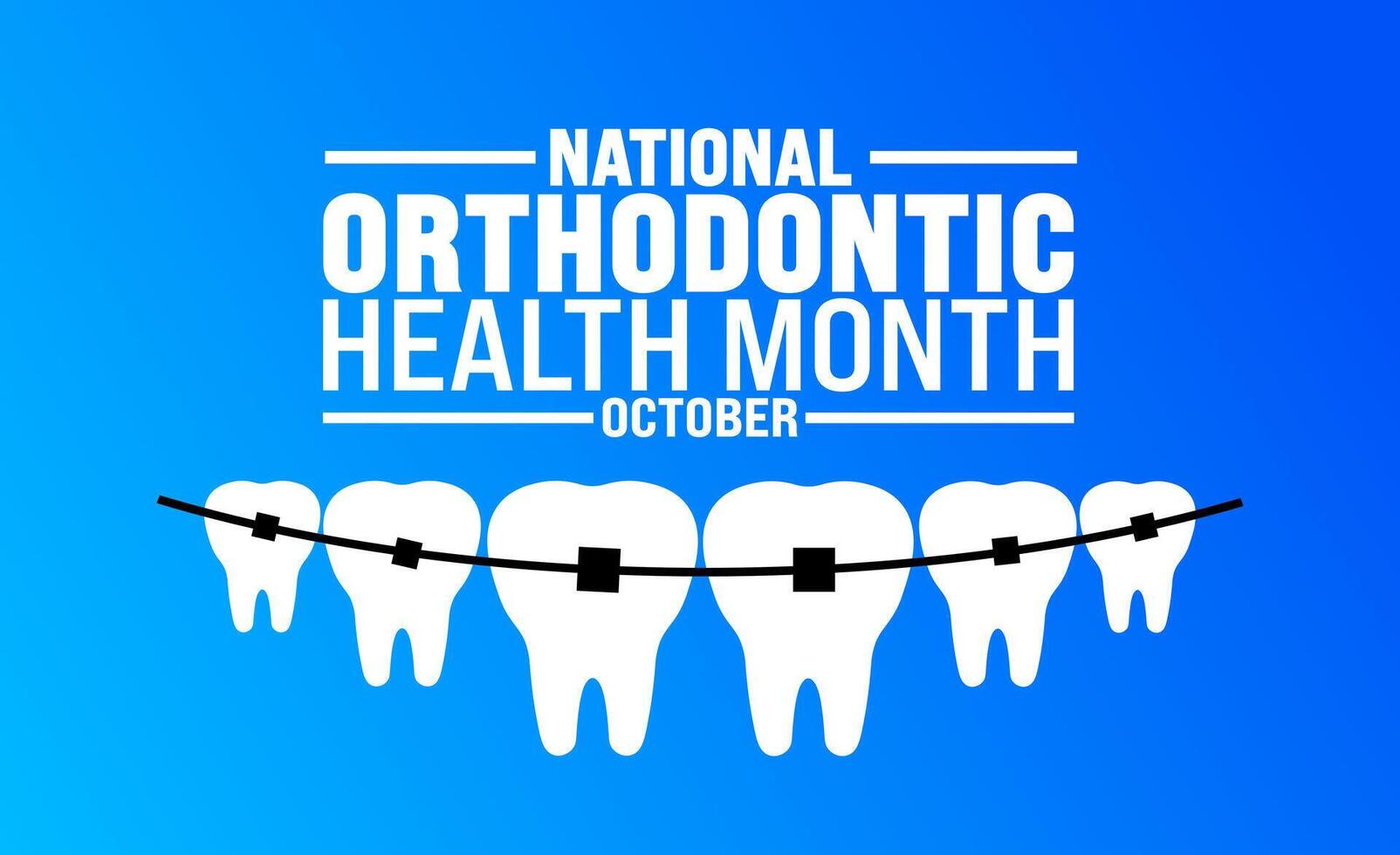 National Orthodontic Health Month background or banner design template is observed every year in October. Holiday concept. Template for card, poster, placard, template. eps 10 vector