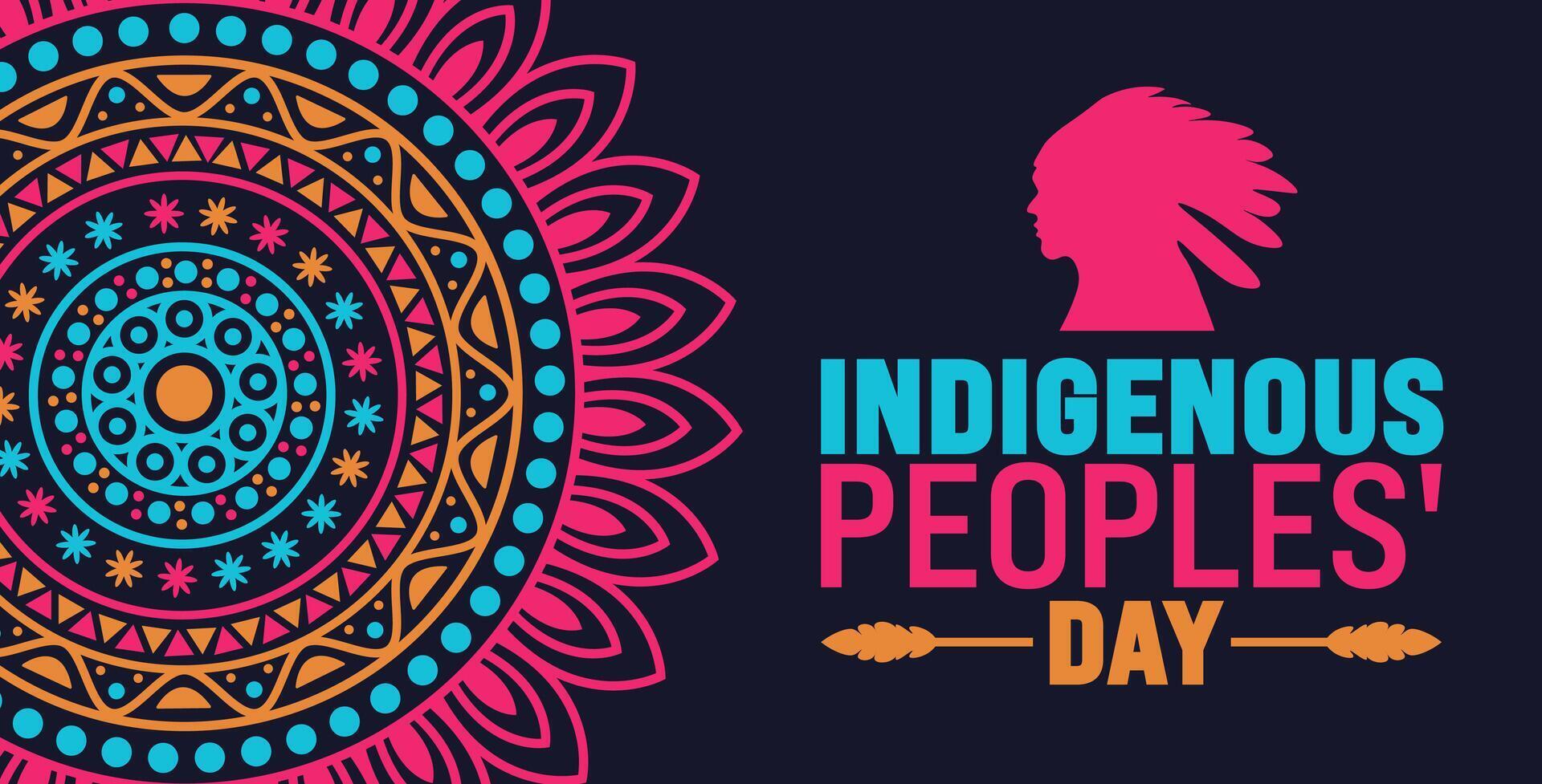 Indigenous peoples' Day mandala background or banner design template is observed every year in October. Holiday concept. Template for card, poster, placard, template. eps 10 vector
